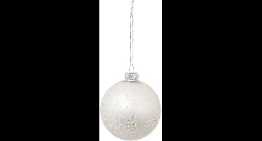 Boule de noël blanc à paillettes en verre 80mm