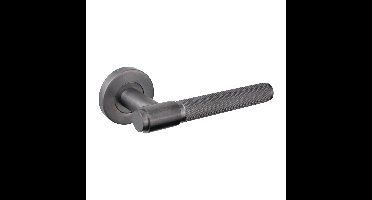 Lavuzo Cosenza deurklink Ribbel Gun Metal met rond rozet