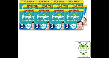 12 x Pampers – Luiers – Active Baby Dry Maat 3 – 66 Luiers - Grootverpakking - Vaatwasstrips - Baby Luier - Droge Luier - Vochtabsorptie - Baby Droogheid - Superabsorberende Kern
