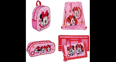 Minnie Mouse tassenset; rugzak, gymtas, etui en portemonnee