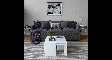 Skye Decor, Salontafelset, Ortanca - White, Gemelamineerde spaanplaat, Wit, 60 x 60 x 36,8 cm