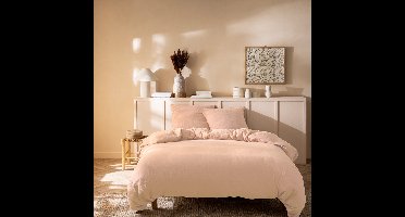 Matt & Rose Dekbedovertrek - Hotelmaat - Roze - 260 x 240 + (2x)65 x 65 cm - Mousseline Katoen