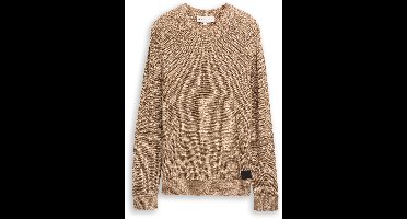 Tom Tailor Denim - Gebreide trui met ronde hals - Maat M - brown tonal knit mouline