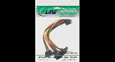 InLine® SATA power Y-kabel, SATA female /4x SATA male haaks, met nokken, 0,30m