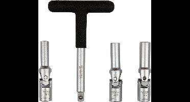 YATO Professionele Gloeibougiesleutel Set – 4-Delig – Met Gewrichtsdoppen (8, 9, 10 mm) & T-Grip – 3/8" Aansluiting – Chroom-Vanadium Staal (CrV) – Inclusief Koffer