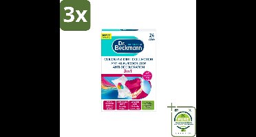 3 x Dr. Beckmann - Anti-Kleur Doorloopdoekjes - Kleurbescherming - Witte en Gekleurde Was - 24 Doekjes - Grootverpakking - Kleurbescherming - Kleurdoorloop - Wasdoekjes - Wasmiddelen - Wastips