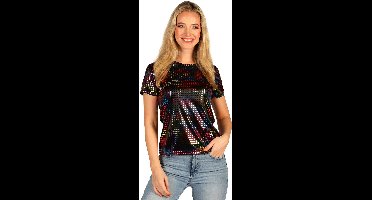 T-shirt Disco Party Queen Zwart - Jaren 80 & 90