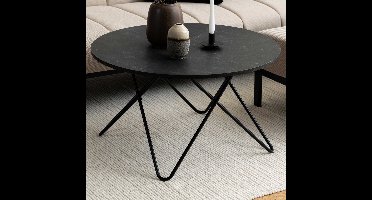 Salontafel Denham Zwart Ø80cm - Giga Living