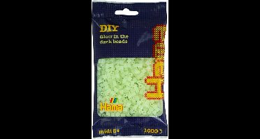 Hama midi strijkkralen lichtgevend glow-in-the-dark wit / blank, zakje met 1.000 stuks normale strijkparels (Hama Beads kralen, schoencadeau / Sint & Kerstmis!)