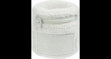 Benza Pols zweetbandjes met opbergvakje en rits - Wit 6 cm - 2 stuks