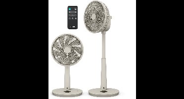 Duux Whisper 3 Statiefventilator - Zuinige Ventilator met 26 snelheden, Timer en Nachtmodus - In hoogte verstelbaar (73-95cm) - Horizontale + verticale oscillatie - Greige