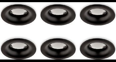 Groenovatie Inbouwspot - Rond - Waterdicht IP65 - Ø85 mm - GU10 Fitting - Mat Zwart - 6-Pack