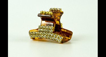Haarklem klein hoog bruin strass