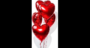 Valentijnsversiering, folieballon 45cm hart rood ongevuld, 5 stuks