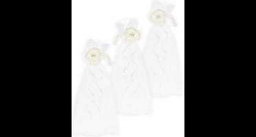 PartyDeco trouwauto antenne lint boeket - Bruiloft - wit/creme - 8x stuks - just married