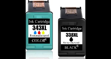 Inktcartridges Geschikt voor HP 338 / HP 343 XL | Geschikt voor HP PSC 1510, 1610, DeskJet 460, 5740, OfficeJet H470, Photosmart 2575, 2610, C3100, C3180 - multipack - Inktpatronen - inkt