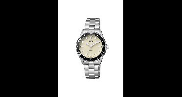 Q&Q Q55A-001PY - Horloge - Analoog - Dames - Vrouwen - stalen band - Rond - Metaal - Stippen - Zilverkleurig - Zwart - Crème - Wit - 5 ATM
