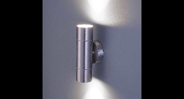 HOFTRONIC Dax - LED Wandlamp - RVS - IP65 Waterdicht - 4000K Neutraal wit - Dimbaar - Moderne muurlamp - Up down light - Geschikt als Wandlamp Buiten, Wandlamp Badkamer en Binnen