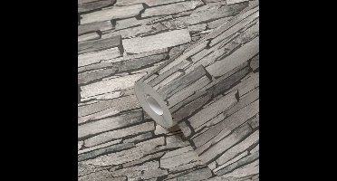 Steen behang 3d taupe grijs 9431-18