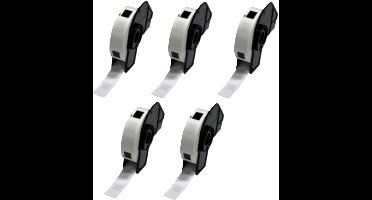 Label Tape Geschikt voor Brother DK-11204 | 17 x 54 mm | Zwart op Wit - 400 labels per rol - 5 stuks - Geschikt voor: QL-1050 QL-1050N QL-1060N QL-1100 QL-1110NWB QL-1110NWBc QL-500 QL-550 QL-560 QL-570 QL-580N QL-600 QL-650TD QL-700 QL-710