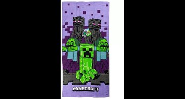Minecraft Strandlaken paars 70 x 140 cm - katoen