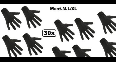 30x Paar Pieten handschoenen zwart mt.M/L/XL - Pietenhandschoen Piet en Sinterklaasfeest