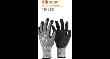 12x 12 paar - Werkhandschoenen PSP 10-585 Allround Nopjes Top Nitrile Schuim, Zwart (per doos van 12x 12 paar), maat 9