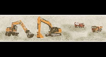 GRAAFMACHINE, BETONWAGEN BEHANGRAND | Kinderkamer - meerkleurig - A.S. Création Only Borders 11