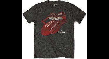 The Rolling Stones - Vintage Tongue Logo Heren T-shirt - S - Grijs