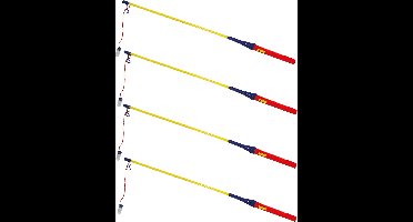 Lampionstokjes - 4x - rood/blauw/geel - met lichtje - 50 cm