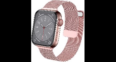 Bandje geschikt voor Apple Watch 45 mm / 44 mm Series 8 / SE 2022 - Roségoud Milanese Band