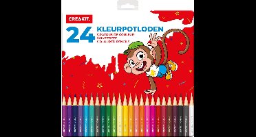 CREAKIT. Kleurpotloden Set Junior – Tekenpotloden – Met doos – Hout – 24 Stuks – Meerkleurig