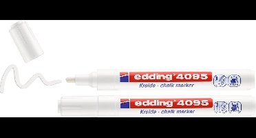 edding 4095 krijtstiften - 2 raamstiften - wit - krijtstift voor borden, ruiten, glas - ronde punt 2-3 mm - afwasbaar - uitwisbar