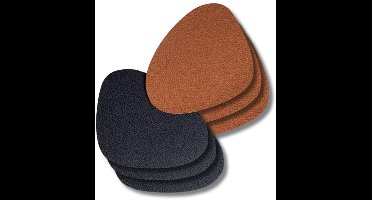Cookinglife Onderzetters - Onderzetters voor Glazen - Dubbelzijdig Onderzetter - Coaster - Vegan Kunstleer - Zwart/Cognac - 13 x 11 cm, 6 Stuks