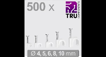 TRU COMPONENTS T24CA129 Spijkerclip TC-13448468 Bundel-Ø (bereik) 2 tot 10 mm Wit 500 stuk(s)
