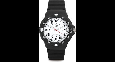 Q&Q VR18J003Y - Horloge - Sport - Analoog - Heren - Mannen - Plastic band - Rond - Cijfers - Kunststof - Zwart - Wit - 10 ATM