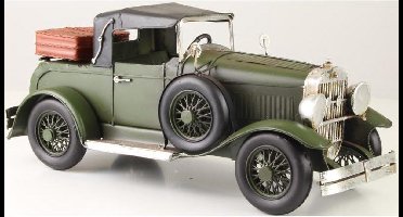 MadDeco - tweezitter klassieke blikken auto groen met picknickmand - blik