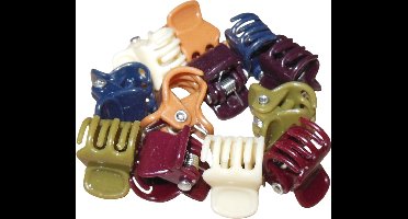 Haarklemmetjes mini bruin-creme-groen-rood-blauw. - Herfst - Herfstkleuren