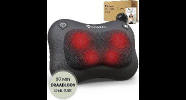 BrellaVio Draadloos Massagekussen + Massagebal - Massage Apparaat met Infrarood Warmte - Verstelbare Stoelbevestiging - Elektrisch Nekmassage Apparaat voor Nek - Schouder - Rug - Voeten - Shiatsu Massage Apparaten