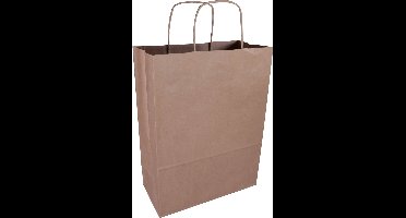 Tas - Kraftpapier - Gedraaid papieren koord - 26x12x34cm - Draagtas - Bruin - 100 stuks