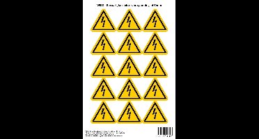Pictogram sticker W012 - Gevaarlijke elektrische spanning - Δ50mm - 15 stickers op 1 vel