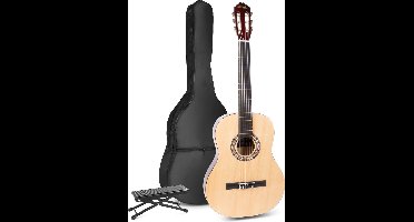 Akoestische gitaar voor beginners - MAX SoloArt klassieke gitaar / Spaanse gitaar 4/4 - Met o.a. 39'' gitaar, voetsteun, gitaartas, gitaar stemapparaat en extra accessoires - Hout