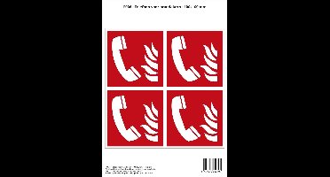 Pictogram sticker F006 - Telefoon voor brandalarm - 100x100mm - 4 stickers op 1 vel