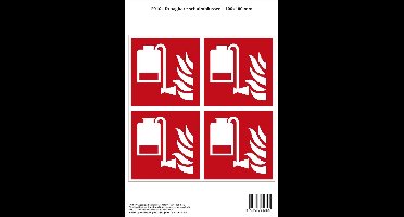 Pictogram sticker F010 - Draagbare schuimblusser - 100x100mm - 4 stickers op 1 vel