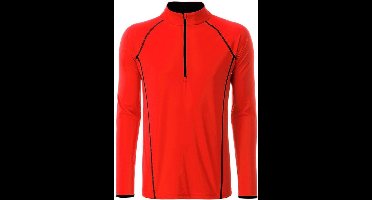 James and Nicholson Heren Sport Top met lange mouwen (Helder oranje/zwart)