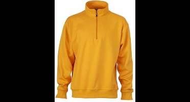 James and Nicholson Uniseks werkkleding Half Ritssweatshirt (Goudgeel)