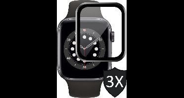 Screenprotector geschikt voor Apple Watch Series 6 40 mm - Full Screen Protector Glas - 3 Stuks