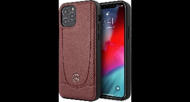 iPhone 12 Pro Max Backcase hoesje - Mercedes-Benz - Effen Rood - Leer