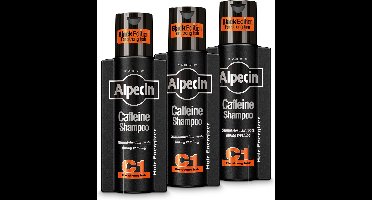 Alpecin Cafeïne Shampoo C1 Black met Nieuwe Geur 3x 250ml | Natuurlijke Haargroei Shampoo voor Mannen