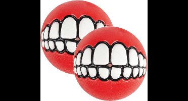 Rogz Grinz Treat Ball Medium - Hondenspeelgoed - 2 x Rood M